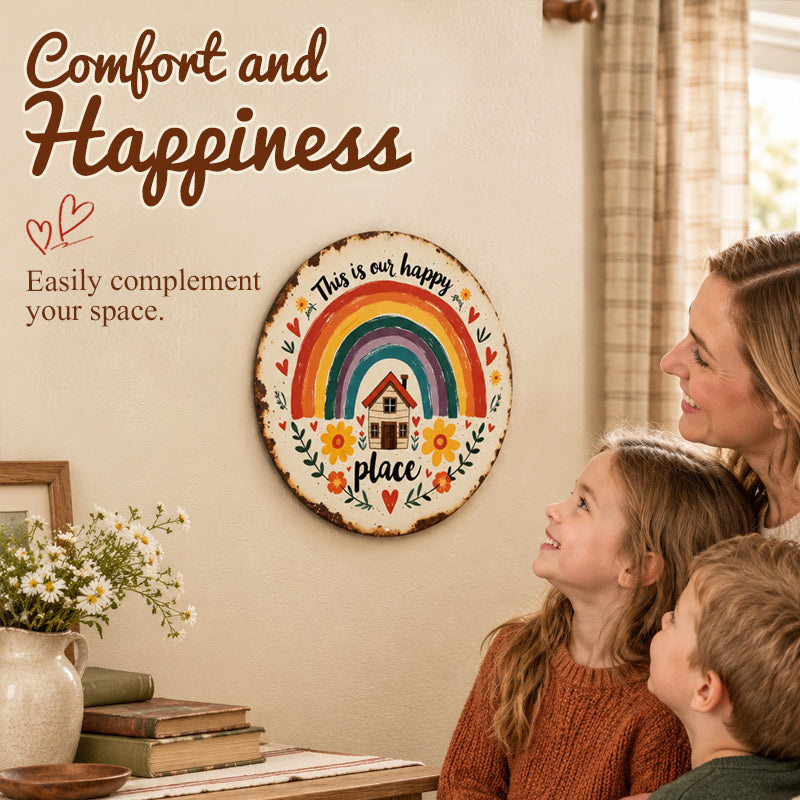 🌈Vintage Round Wall Sign | This Is Our Happy Place Home Decor