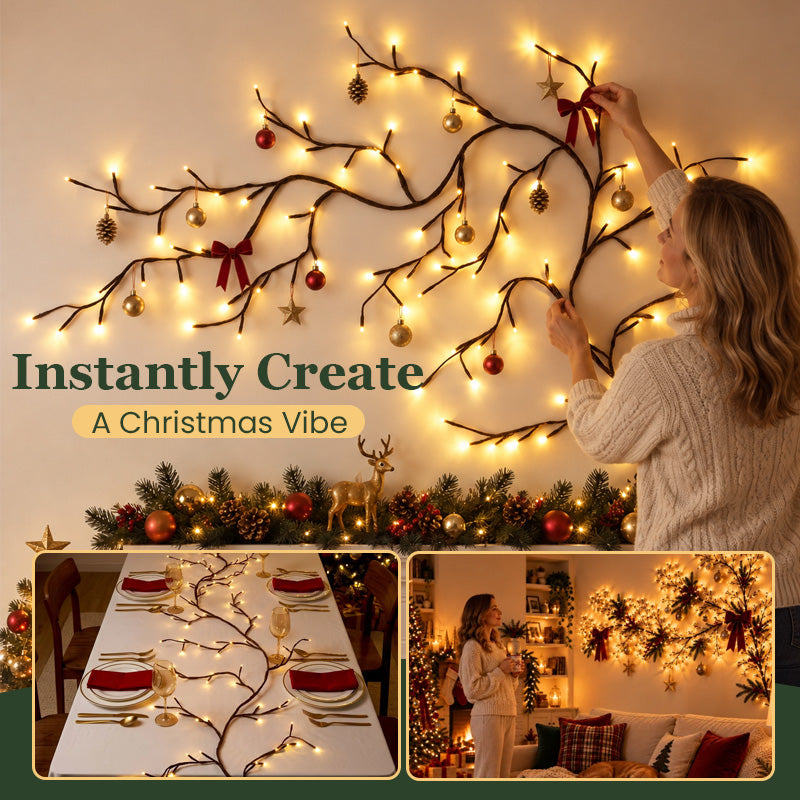 ✨ LED Branch Wall Light – Flexible Bendable Vine Light with 8 Light Modes for Christmas Decor