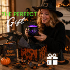 🔮 Hollow‑Cut Witch Cauldron LED Tea‑Light Lamp, Spooky Halloween Tabletop Decor Ornament
