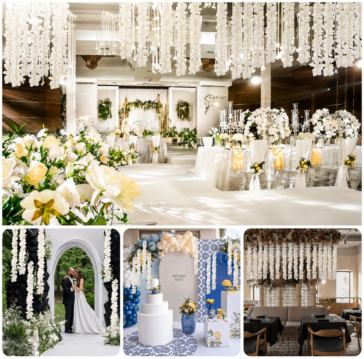 🌸 Dreamy Hanging Floral Garland ✨ Lush Decor for Weddings & Parties