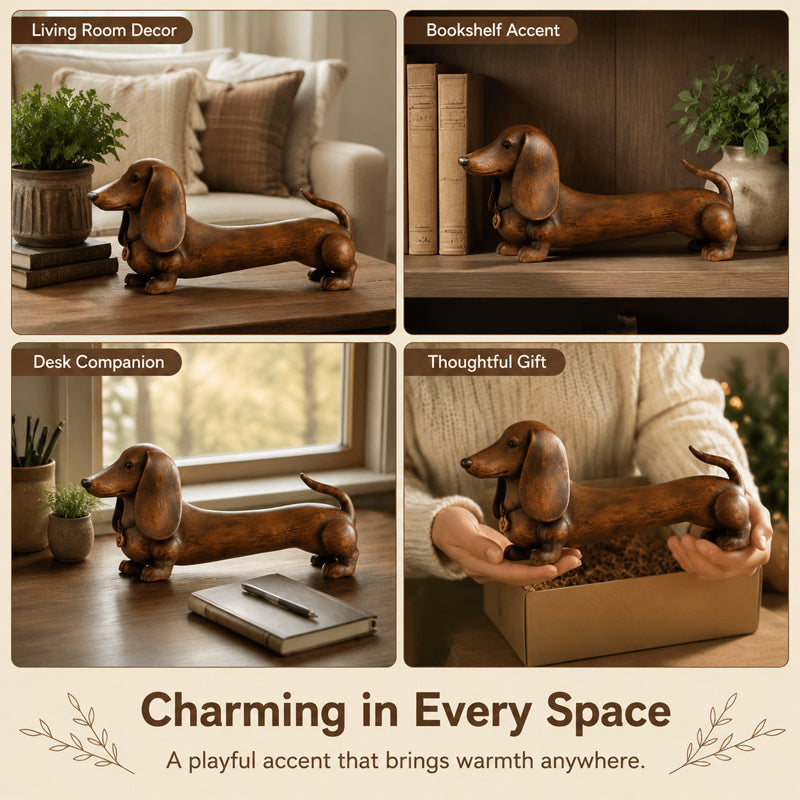 🐶 Dachshund Decor Figurine ✨ Charming Tabletop Accent for Shelves & Desks