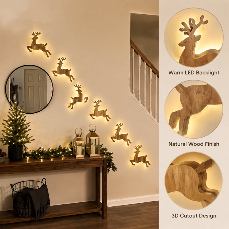 ✨ Reindeer Light Stickers – Soft‑Glow Festive Wall Accent For Christmas Home Decor