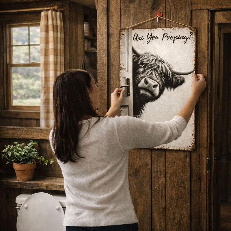 🐮 Vintage Highland Cow “Are You Pooping?”
