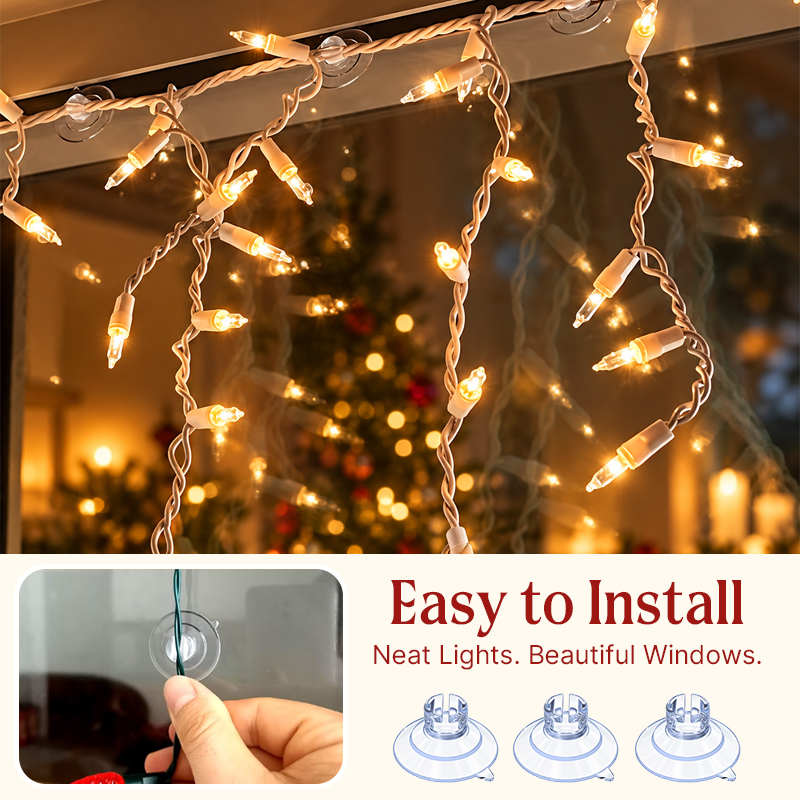🎄Christmas Light Suction Cup Clips with Cable Slot | Holiday String Light Holder