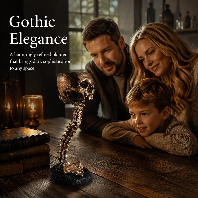 💀🖤Gothic Skull Planter And Skeleton Vase Spooky Home Decor