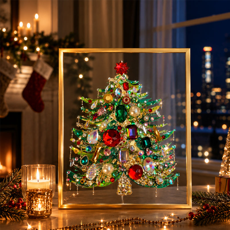 🎄✨ Handmade Elegant Collectible Crystal Beaded Tabletop Christmas Tree, Sparkling Gem Pearl Holiday Home Decor