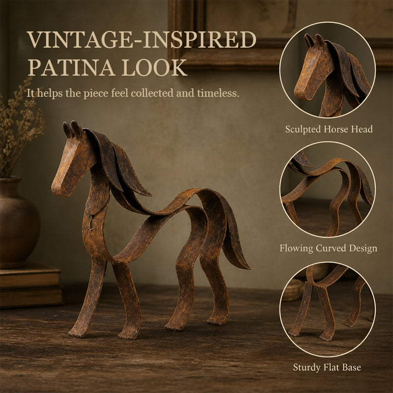 🐎 Artistic Metal Horse Sculpture ✨ Timeless Vintage‑Patina Home Accent