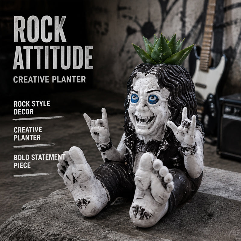 🤘 Rock‑On Gesture Face Succulent Planter, Quirky Rock‑and‑Roll Plant Pot