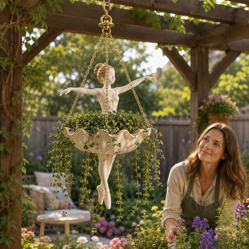 🩰🌿 Ballet Dancer Hanging Planter