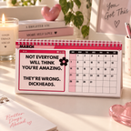 🎀 2027 Motivational Desk Calendar | Cheeky Pink Y2K Vibe