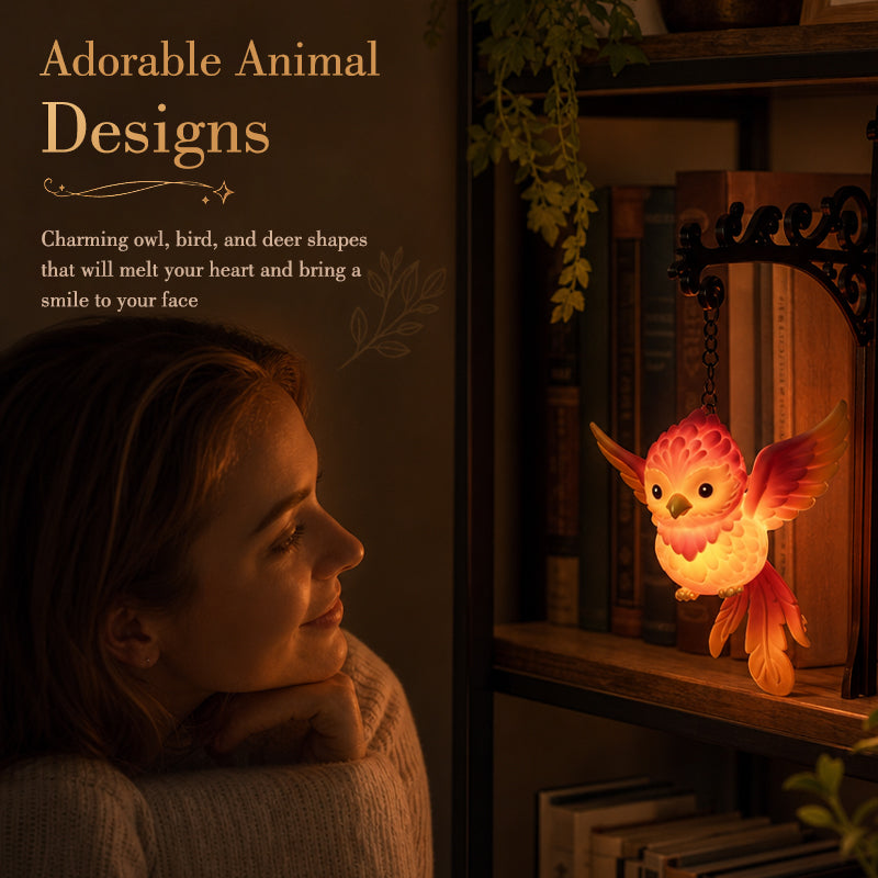 🦌 Handmade Elegant Collectible Enchanted Forest Animal LED Bookshelf Light, Whimsical Warm Holiday Home Decor Gift for Book Lovers