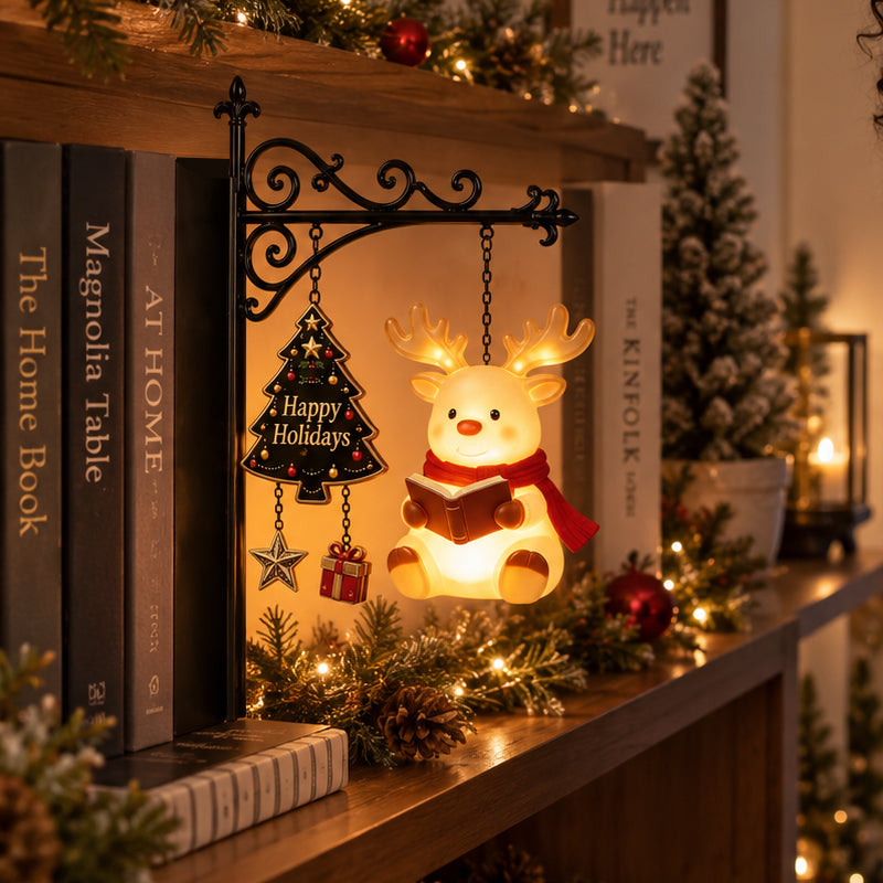 📚 Hanging‑Style Xmas Shelf Lamp, Santa / Reindeer / Snowman For Cozy Reading Nook Holiday Styling