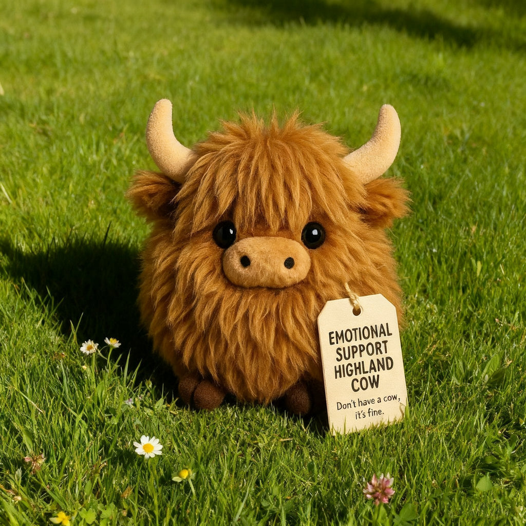 Plush Highland Cow for emotional support 🎉