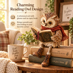 🦉 Reading Owl Figurine – Whimsical Bookish Shelf Sitter With Glasses & Dangling Boots