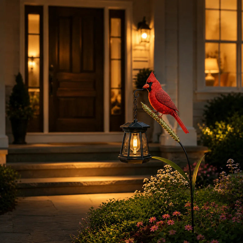 🐦Solar Cardinal Garden Lantern