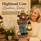 🐄 Highland Cow Solar Garden Statue ✨ Warm‑Glow Farmhouse Lantern Decor