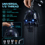 💀Cyber Mecha Skull Color Changing LED Pressure Boost Shower Head