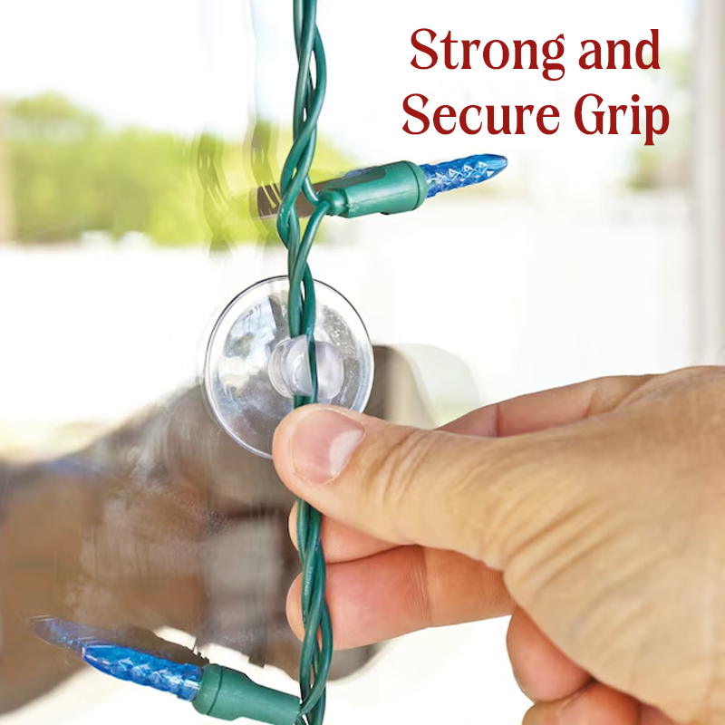 🎄Christmas Light Suction Cup Clips with Cable Slot | Holiday String Light Holder