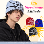 🕸️ Y2K Spiderweb Winter Beanie | Alt Streetwear Vibe