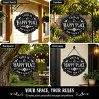 😄 Sassy Happy‑Place Vintage Metal Wall Sign, Funny Porch & Patio Wall‑Hanging Decor