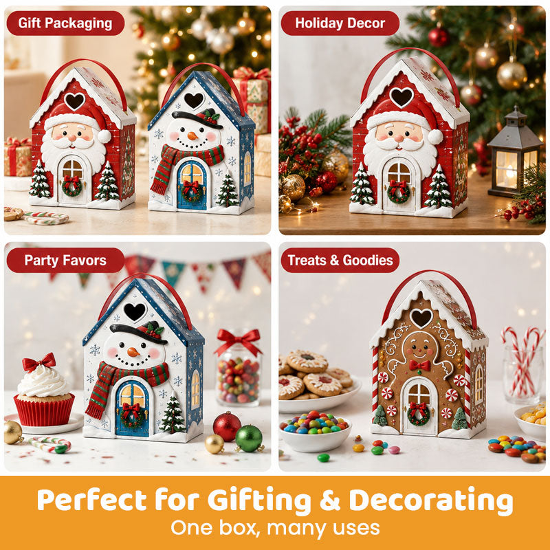 🏠 Christmas Cottage Handle Gift Box – 3D House‑Shaped Festive Packaging For Small Treats