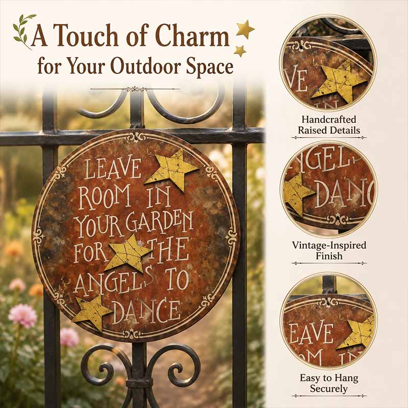🌿 Rustic Dancing Angel Wall Decor, Charming Porch & Yard Hanging Plaque