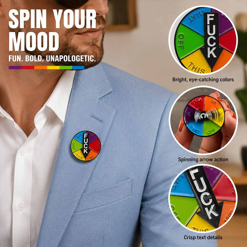 Geometric Choice Badge Pin – Funny Spinner Brooch for Clothing & Lapels