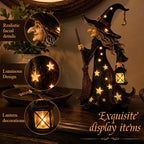 🌙 Glowing Starlight Witch Figurine｜Magical Spooky‑Cute Night Light Decor