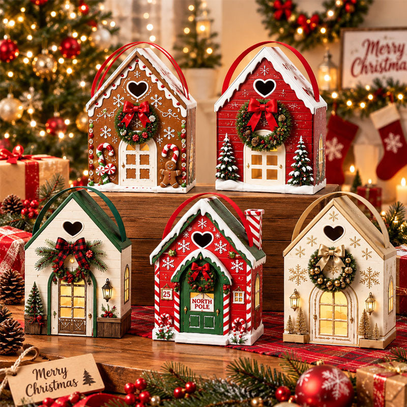 🏠 Christmas Magic House Gift Box – Creative 3D Handheld Holiday Gift Packaging