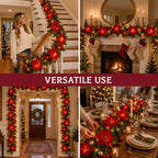 🎄 Poinsettia LED Christmas Garland ✨ Battery‑Powered Festive Greenery Decor