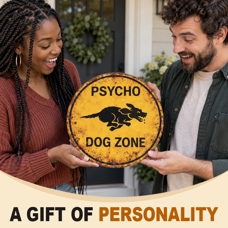 🐕⚠️ Psycho Dog Zone Funny Yard Sign – Cheeky Warning Plaque For Dog Owners!