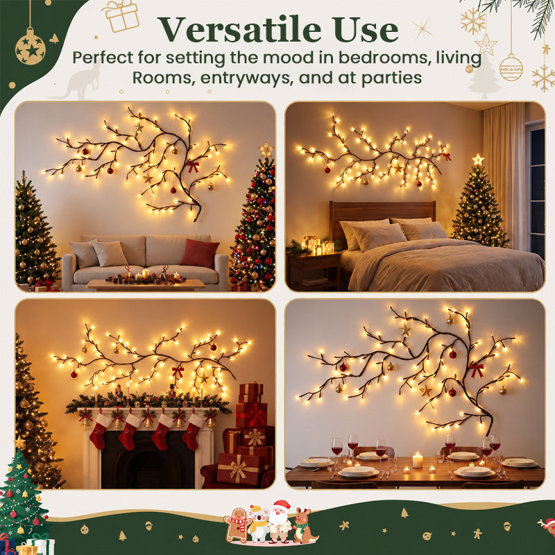 ✨ LED Branch Wall Light – Flexible Bendable Vine Light with 8 Light Modes for Christmas Decor