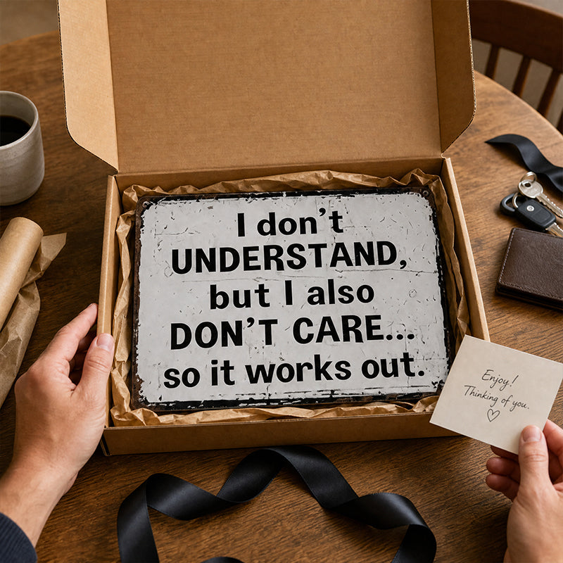 “I Don’t Understand, But I Also Don’t Care Sign”😏 Witty Rustic Wall Statement Ornament
