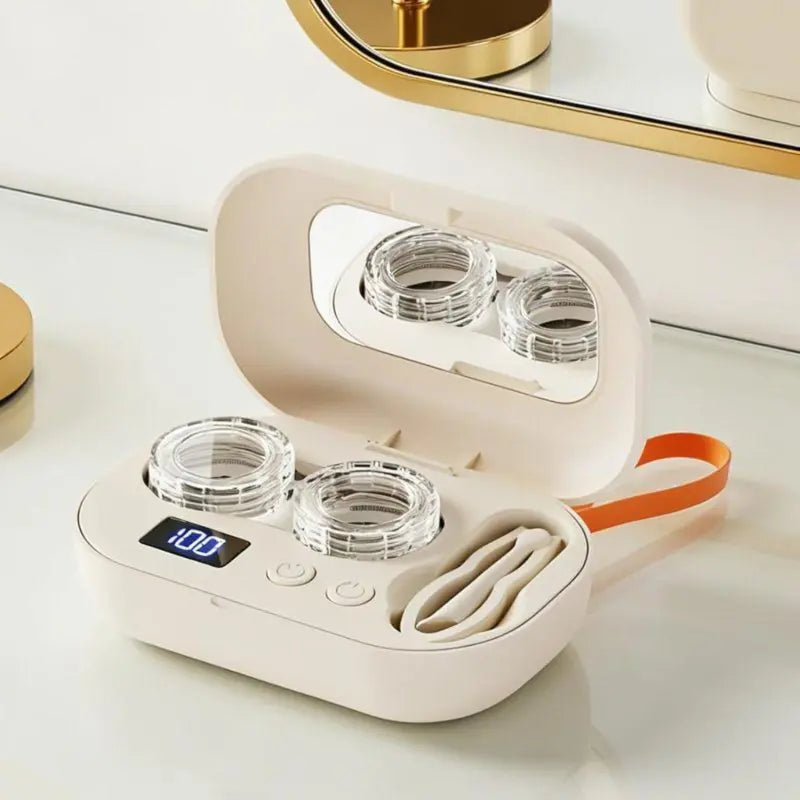 💗LIMITED TIME SALE 50% OFF⚡Rechargeable Ultrasonic Contact Lens Cleaner with Cosmetic Mirror