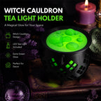 🔮 Hollow‑Cut Witch Cauldron LED Tea‑Light Lamp, Spooky Halloween Tabletop Decor Ornament