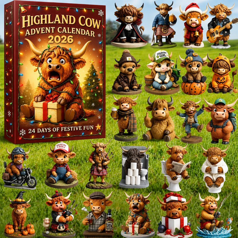 🐮 2026 Highland Cow Advent Calendar | 24‑Day Collectible 3D Figure Christmas Countdown