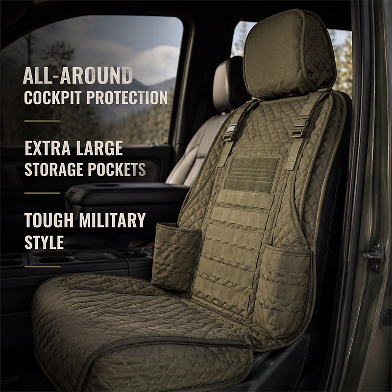 🚗Camouflage Tactical Car Seat Cover With Storage Pockets