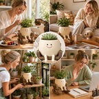 🪑 Rocking Chair Face Resin Planter | Cute Smiling Character Succulent Pot For Windowsill Desk Decor