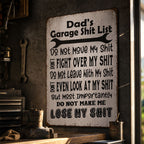 Dad's Garage Shit List Metal Sign🔧✨
