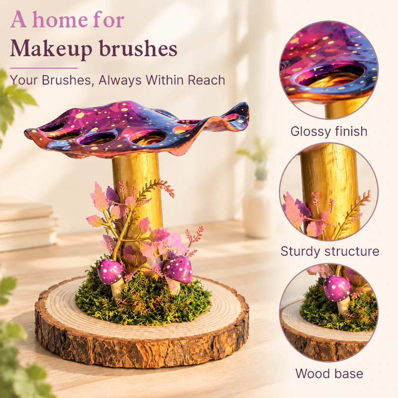 🍄 Mushroom Makeup Brush Holder | Whimsical Fairycore Vanity Vibe