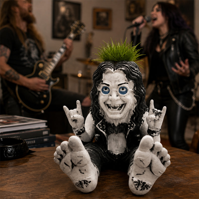 🤘 Rock‑On Gesture Face Succulent Planter, Quirky Rock‑and‑Roll Plant Pot