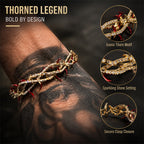 ✨ Enamel Thorn‑Crown Paved Crystal Gold‑Tone Bracelet
