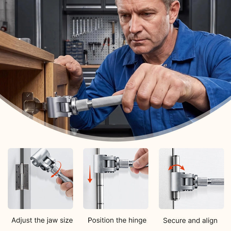 🔧 Adjustable Hinge Wrench for Door Gaps – Quick Fix Crooked Doors At Home