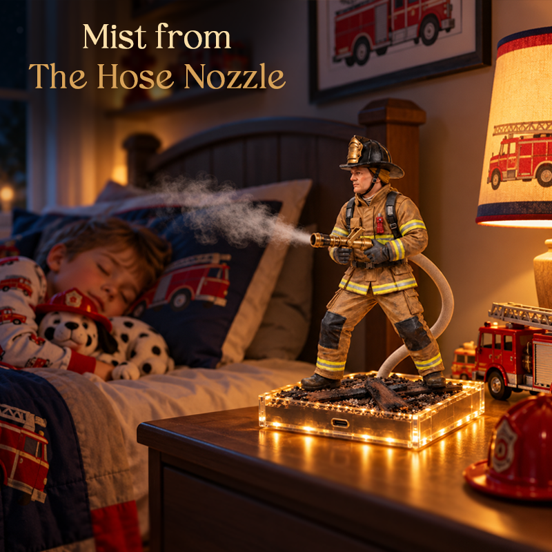 🚒 Firefighter Figurine Humidifier – Unique Decor Desk Mist Maker