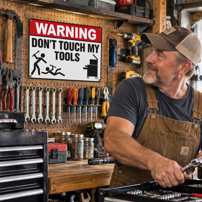 🔧 Don't Touch My Tools Warning Sign | Garage Workshop Vibe