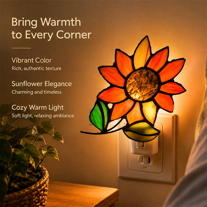 🦋🌼 Stained‑Glass Decor Plug‑In Night Lamp