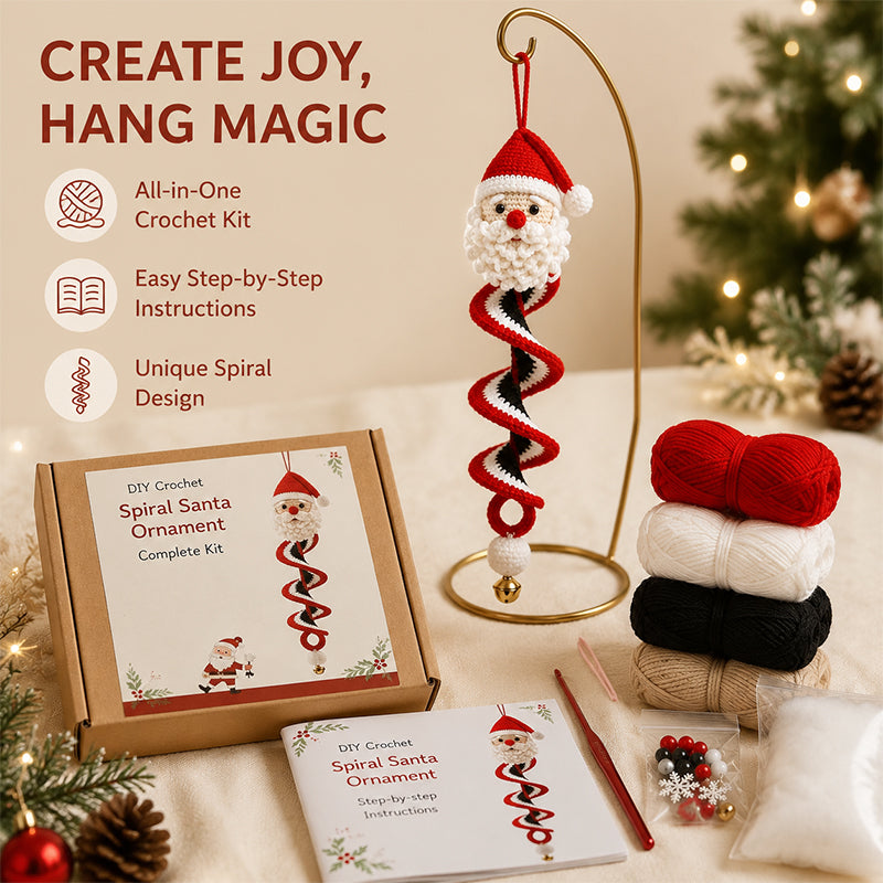 ☃️ Crochet Snowman Spiral Ornament DIY Kit | Complete Beginner-Friendly Set with Soft Yarn, Crochet Hook, Festive Beads, Snowflakes & Step-by-Step Guide 🧶🎄✨