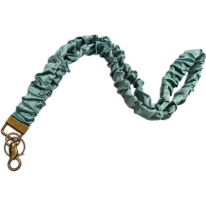 ✨Handmade Pleated Fabric Phone Lanyard with Metal Clasp - Long Neck Strap & Decorative Chain