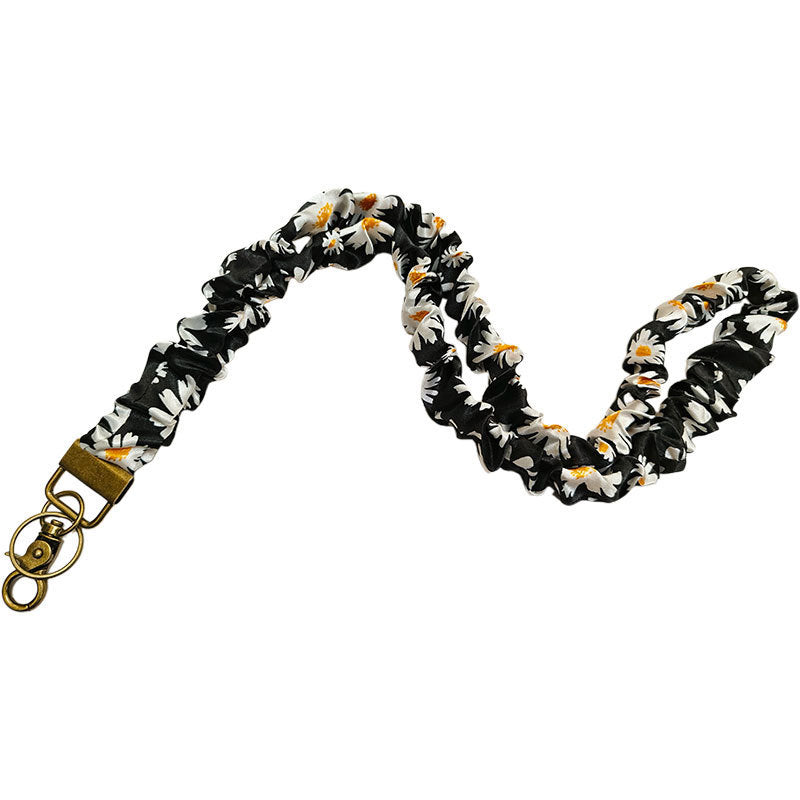 ✨Handmade Pleated Fabric Phone Lanyard with Metal Clasp - Long Neck Strap & Decorative Chain