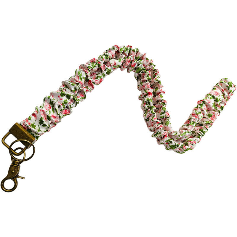 ✨Handmade Pleated Fabric Phone Lanyard with Metal Clasp - Long Neck Strap & Decorative Chain